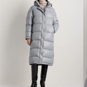 Quince NEW long Puffer Coat. Warm, water repellent and wind resistant! Sz L Grey